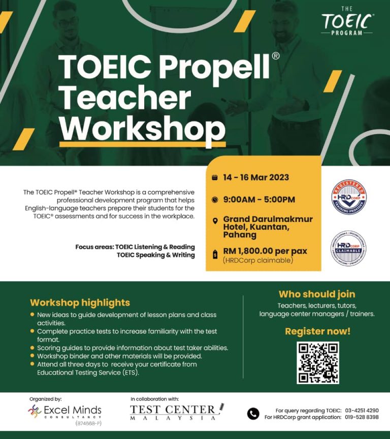 TOEIC Propell Teacher Workshops Test Center Malaysia